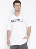 ADIDAS Originals Men White L.A. Printed V-Neck T-shirt BP8974