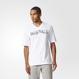 ADIDAS Originals Men White L.A. Printed V-Neck T-shirt BP8974