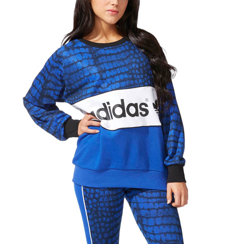 adidas Originals Womens New York City Logo Sweatshirt Jumper Sweater Top Blue S19899